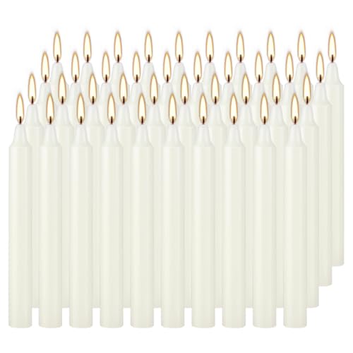 YOROXRG Set of 40 Ivory Candles Mini Unscented Taper Candles for Christmas,Household, Wedding, Rituals, Prayer, Birthdays, Meditation, Altar,Party and Home Décor Candlesticks - 4 Inch Tall - color: Ivory-4" 40