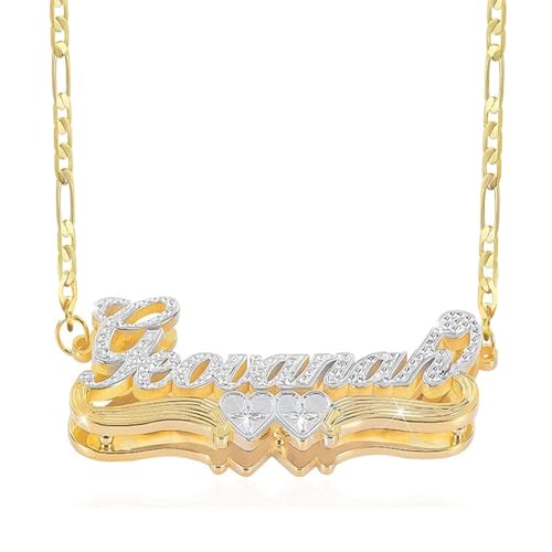 Custom Name Necklace Double Plated Name Necklace Personalized Name Plate Necklaces Name Necklaces for Women 18k Gold Plated Nameplate Pendant - color: Style 5
