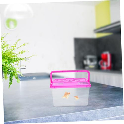 4pcs Mini Handheld Aquarium Box Portable Transparent Plastic Carrier with Handle for Small Fish Turtles Reptiles Hamsters for Breeding and Safe Transport