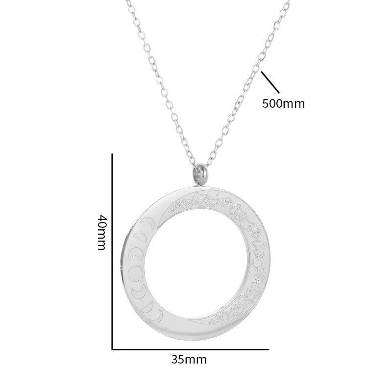 Stainless Steel Islamic Muslim Ayatul Kursi Sun and Moon Totem Necklace Women Fashion Religious Ramadhan Jewelry - color: silvery