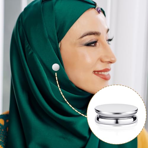 8pcs Hijab Magnetic Pins, Multi-Purpose Magnetic Scarf Clip no Snag Hijab Magnets Scarf Magnetic Clasp Strong Magnetic Hijab Pins Pinless Brooch for Women Clothes (Pink, Silver) - color: Pink, Silver