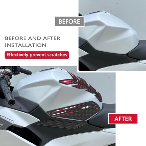 for Ninia 500 Z500 Ninja 500 SE ninja500 2024 2025 2026 New Accessories Side Fuel Tank Pads Protection Stickers Decals Fuel Tank Knee Pads Traction Pads Fuel Tank Pads Anti-slip side fuel tank sticker - color: Red