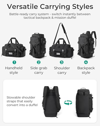 BAGSMART 4-IN-1 Gym Bag for Women Men, TSA Duffle Bag for Travel | With Shoe Compartment & Wet Pocket, 22L/30L/38L Tactical Backpack with 40oz Water Bottle Holder, Lightweight, Water-resistant - color: Forest Camo