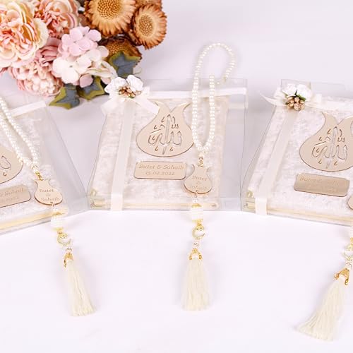 IEF Personalized Yaseen Dua Book Prayer Beads Islamic Gift Set, Ramadan Eid Wedding Birthday Anniversary Mother's Day Father's Day Gifts, Party Favors for Guests in Bulk - color: Style-2