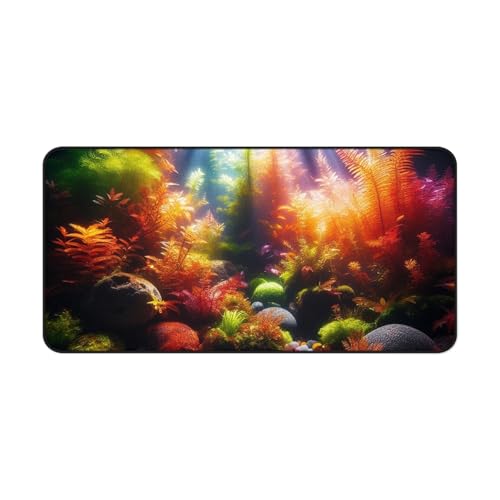 Vibrant Aquarium Gravel Desk Mat - Smooth Surface with Rubber Base - size: 16" × 32"