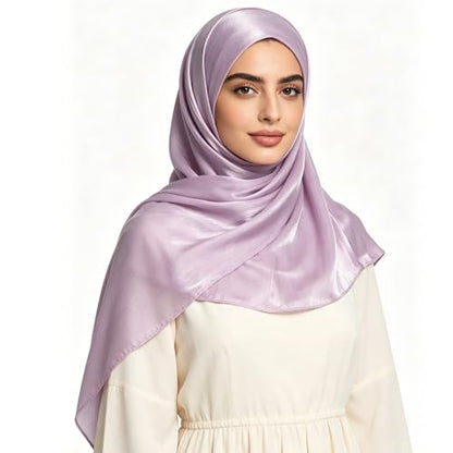 Women Premium Hijab Head Scarf Lightweight Shimmer Scarves Crepe Wedding Shawls and Wraps for Evening Dresses Shiny - color: Purple 11#