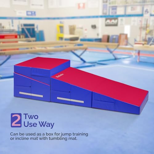Matladin 48"x24"x14" Tumbling Mat - Folding Gymnastics Cheese Wedge Mat for Kids, Girls Home Training - color: Pink,Dark Purple