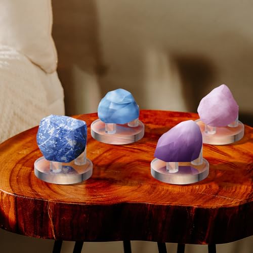 Jetec 8 Pcs Clear Acrylic Stand Rock Display 3 Peg Rock Display Easel | 2 x 2 x 1 Inch Small Geode Stands for Display, Easel and Holders for Fossil Coral Geode Rock Mineral Agate Small Collectibles