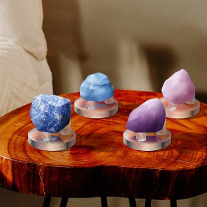 Jetec 8 Pcs Clear Acrylic Stand Rock Display 3 Peg Rock Display Easel | 2 x 2 x 1 Inch Small Geode Stands for Display, Easel and Holders for Fossil Coral Geode Rock Mineral Agate Small Collectibles