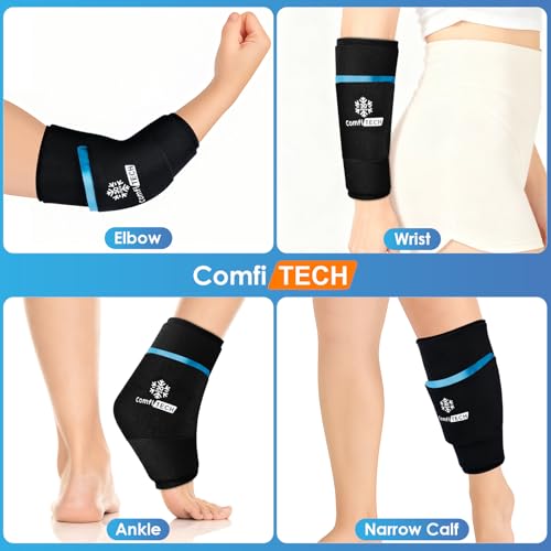 ComfiTECH Dual-Gel Elbow Ice Pack Wrap, Multi-Use Ice Pack for Elbow, Arm, Knee and Calf, Flexible Ice Sleeve for Tennis Elbows, Golfers Arm, Muscle Relaxation, Large - size: L-Dual-Gel
