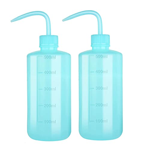 500ml Plastic Safety Wash Bottle, Blue Lab Squeeze Bottle with Narrow Mouth and Scale Labels, Squirt Bottle For Plant Flower Succulent Watering - 2 Packs - color: blue 500ml 2pcs