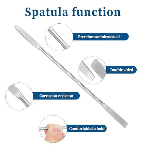 2 Pcs Stainless Steel Lab Spatula, 6.3" Double Ended Micro Spatula Mini Spatula, Small Metal Spatula with Tapered Arrow and Flat Ends