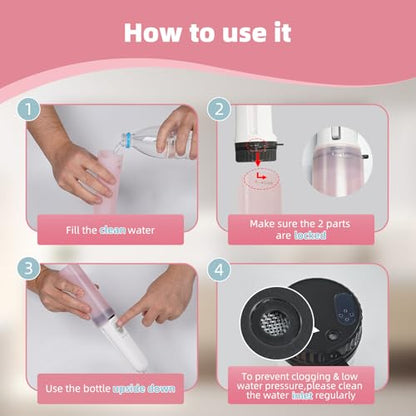 Hibbent Portable Bidet for Travel, High Pressure Handheld Electric Sprayer, Rechargeable Travel Bidet for Women & Men, Personal Hygiene Cleaning, Soothing Postpartum Care, Pink - color: Pink