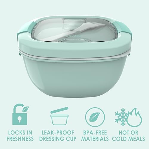 Bentgo Salad Container, Lunch Bowl with 4-Compartment Toppings Tray, 54 oz - color: Coastal Aqua