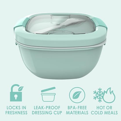 Bentgo Salad Container, Lunch Bowl with 4-Compartment Toppings Tray, 54 oz - color: Coastal Aqua