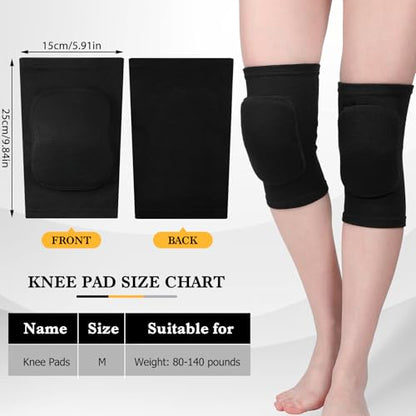 Eurzom 3 Pairs Dance Knee Pads Women Protective Non-Slip Knee Pads for Yoga Cheerleading Pole Floor Dance Volleyball - color: Black