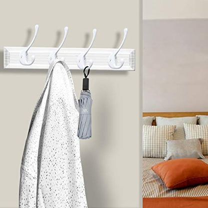 10 Pack Heavy Duty Dual Coat Hooks Wall Mounted with 20 Screws Retro Double Hooks Utility Black Hooks for Coat, Scarf, Bag, Towel, Key, Cap, Cup, Hat (White) | Heavy Duty Dual Coat Hooks Wall Mounted Retro Utility Hooks for Scarf, Towel, Key, Cap, Cup, Ha