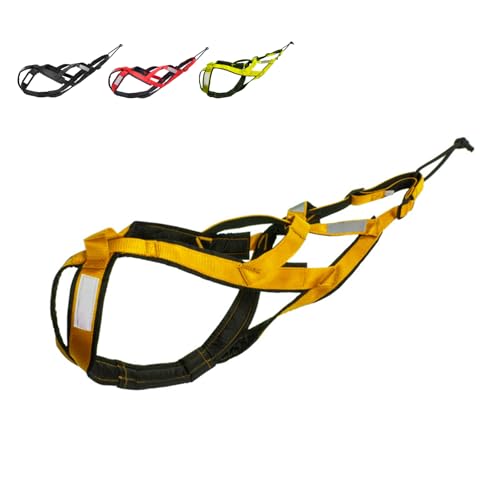 Dog Sled Harness Waterproof Nylon with Reflective Strips Durable Running Harness for Large Dogs (Yellow, XL) - color: Yellow, size: XL