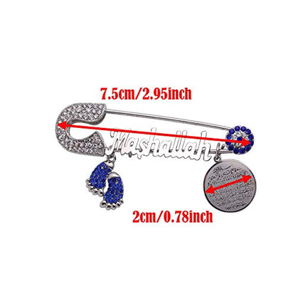 ZKDC AYATUL KURSI Mashallah Turkish evil eye Stainless Steel brooch islam muslim Pin