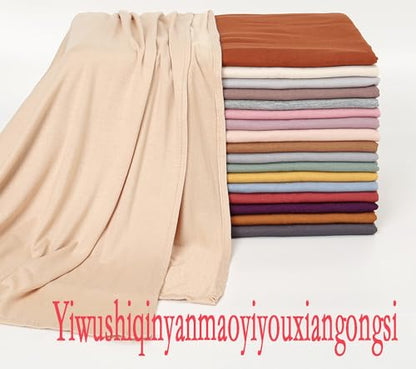 여성용 단색 저지 히잡 가볍고 부드러운 무슬림 헤드 스카프 롱 스카프 랩 스카프 2개 - color: 누드, 커피