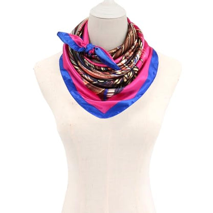 vimate 35" Square Silk Like Head Scarf - Women's Fashion Satin Scarf Bandana for Hair Wrapping at Night. - color: H4#. Style--138-2 Pack