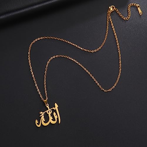 Islamic Allah Allah Necklace Allah Pendant Islamic Word Symbol Middle East Crescent Allah Muslim Religion Jewelry Gift Woman - color: gold