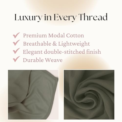 Premium Breathable Modal Cotton Hijab for Women, Lightweight, Non-Slip, Soft & Elegant Scarf for Everyday Wear - color: Olive Green