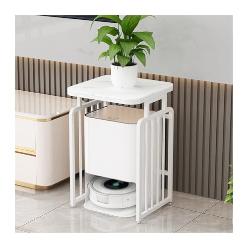 Sweeper Robot Storage Cabinet Sweeping Robot Shelf Storage Cabinet Multifunctional Drinking Fountain Shelf Fish Tank Cabinet Coffee Table Shelf Sweeper Organizer(White,50x40x65cm) - color: White, size: 50x40x65cm