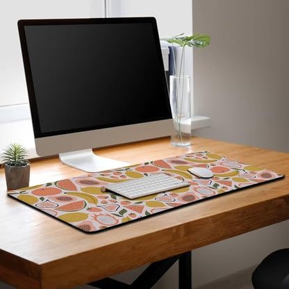 Large Desk Pad, Keyboard Mouse Pad Gaming Desk Mats, Mouse Pad Mat Non-Slip Rubber Base Waterproof with Stitched Edges, 35.4 X 15.7 inch for Work/Game/Office/Home Bright Summer Cartoon Fruits - color: Cartoon Fruits