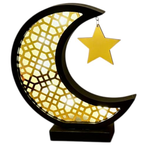 Moon Lamp Decor for Bedroom Crescent Moon Lamp with Cordless Design, Moon Themed Parties, Home Decor Gift for Living Room, Office and Nursery 10.25”x8” (Black Moon Star) - color: Black Moon Star