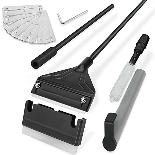 24.5’’ Professional Algae Scraper, Aquarium Blade Cleaner with 10 Pcs Replaceable Blades Stubborn Algae, Suitable for Water Tank Size Above 30 Gallons - color: Black, size: L