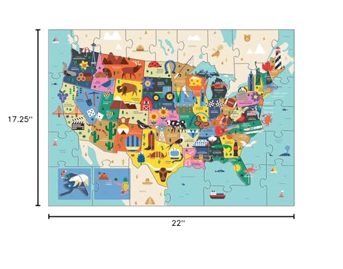 Mudpuppy Map Of The USA – 70 Piece Geography Puzzle with State-Shaped Pieces and Iconic Landscapes Cultural Items And More - style: Map of the USA