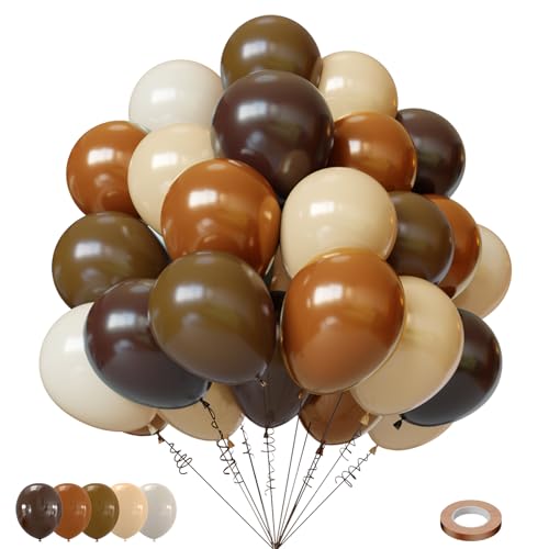 Lukiituke Brown and Beige Balloons, 65Pcs Western Neutral Balloons 12in - color: Brown