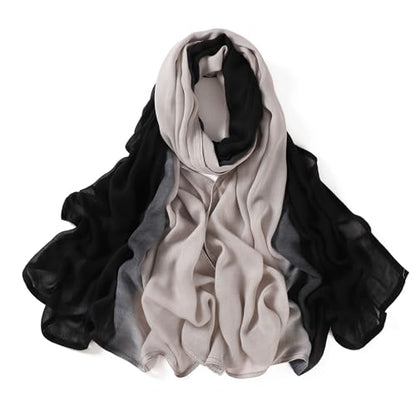 Txmout Ombre Modal Hijab Scarf for Women Muslim, Soft Lightweight Headscarf - color: Black - Grey