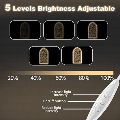Subhan Allah Mehrab Neon Sign - Warm White Arabic Quranic Verse in Arched Window LED Wall Light for Mosque Living room Religious Decor Prayer Room Islamic Home 16" x 9.1"