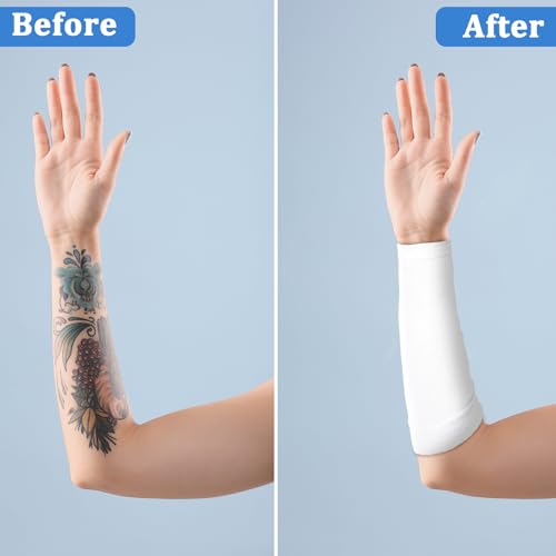 Vicenpal 2 Pairs Tattoo Cover up Sleeve Forearm Arm Sleeves for Women Men Compression Tattoo Upper Arm Cover(White and Black) - color: White and Black