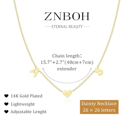 Gold Heart Initial Necklaces for Women 14K Gold Plated Dainty Heart A-Z Letter Pendant Necklace Cute Personalized Initial Letter Name Necklace Gold Jewelry Birthday Gifts for Women - color: A+D