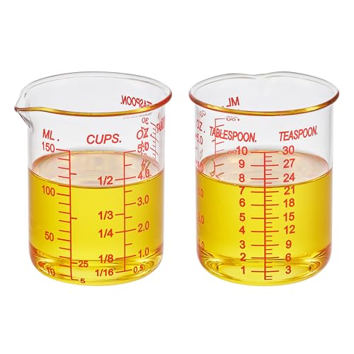 High Borosilicate Glass Measuring Cup-V-Shaped Spout，Glass Measuring Beaker for Kitchen or Restaurant, Easy to Read, 150 ML (5 Oz)-Single - size: 150 ML (5 Oz)-SINGLE