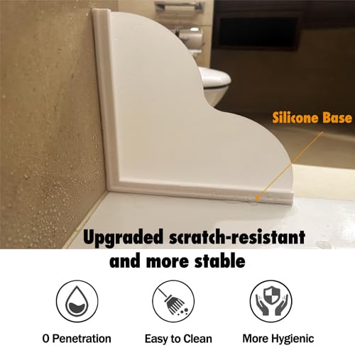 Tub Splash Guard Removable, 2 Pack Bathtub Water Splash Guards,Silicone Base & Acrylic Tub Corner Guards to Keep Water in Tub, Self-Adhesive & Prevent Shower Water from Splashing Out.
