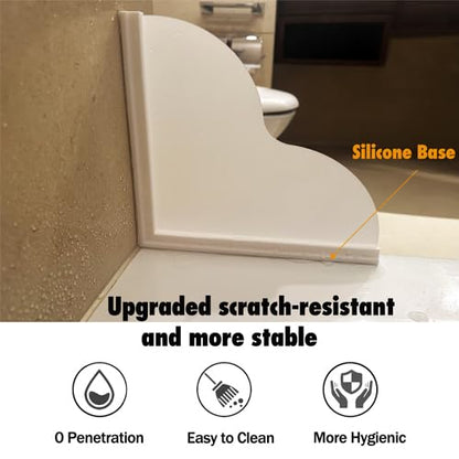 Tub Splash Guard Removable, 2 Pack Bathtub Water Splash Guards,Silicone Base & Acrylic Tub Corner Guards to Keep Water in Tub, Self-Adhesive & Prevent Shower Water from Splashing Out.