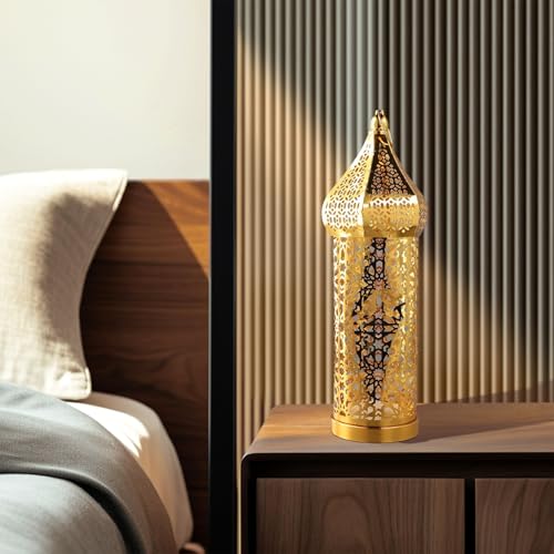 Moroccan Style Hollow Iron Lantern For Ramadan Festival Decoration With Ornamental Light Feature For Home Use (L)