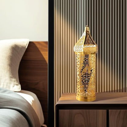 Moroccan Style Hollow Iron Lantern For Ramadan Festival Decoration With Ornamental Light Feature For Home Use (L)