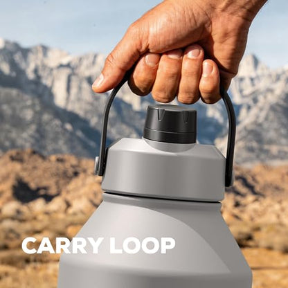 POWCAN 64 oz Insulated Water Bottle with 2-in-1 Straw and Spout Lid, Keep Cold 48H, Leakproof, Carrier Bag, Stainless Steel Sport Water Bottle for Men, Fitness, Outdoors, Gym and Travel (Obsidian) - color: Obsidian