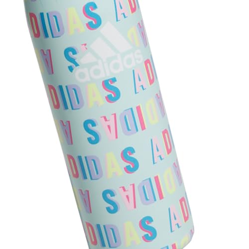 adidas Stainless Steel Metal Water Bottle 20 oz (600 mL) Straw Lid - color: Hall Pass Semi Flash Aqua/Pink Spark/White