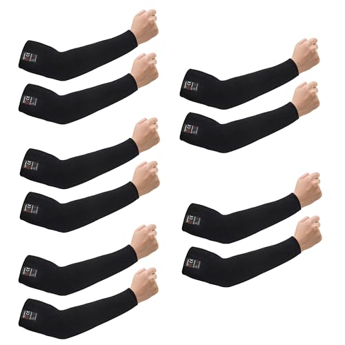 Protective Arm Sleeves, Cut Heat Resistant Arm Protectors Anti Abrasion Safety Armband for Garden Kitchen Work 1 Pair - color: Black (5 Pairs)