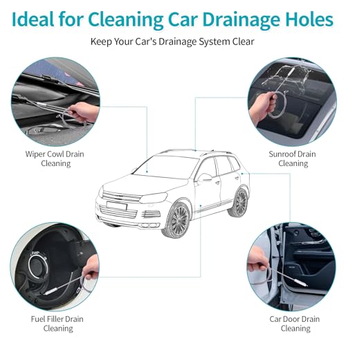 Upgrade 2 Packs Extra Long Drain Cleaners Brush, 64 Inches Flexible Sunroof Drain Cleaning Brush Tool, Premium Tube Cleaner for Dishwasher Drain Hose, Bathroom