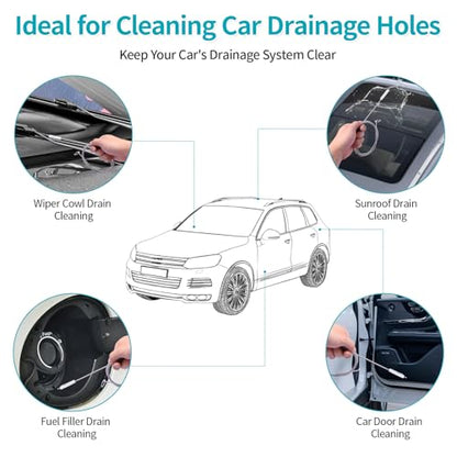Upgrade 2 Packs Extra Long Drain Cleaners Brush, 64 Inches Flexible Sunroof Drain Cleaning Brush Tool, Premium Tube Cleaner for Dishwasher Drain Hose, Bathroom