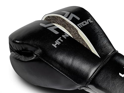 HIT N MOVE Süvari Horsehair Boxing Gloves Hook and Loop, Lace-Up Boxing Gloves Men, Boxing Equipment, MMA Gloves Men, UFC Gloves Horsehair and 100% Cow Leather - size: 14 Oz, style: Hook and Loop BLACK