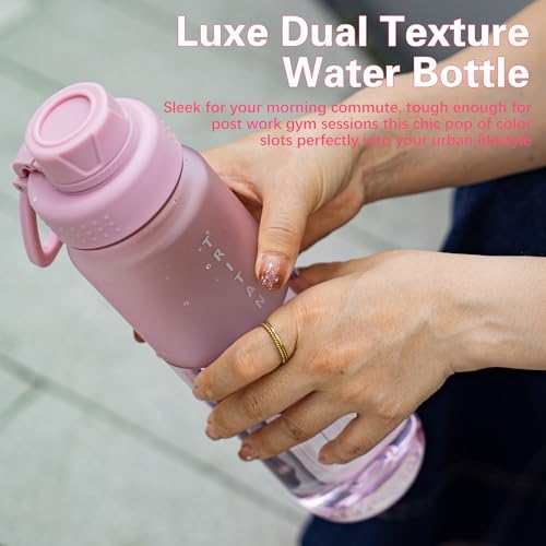 OLDLEY 32oz Frosted Clear Water Bottle, BPA-Free Tritan Plastic Reusable Water Bottle with Fast-Flow Spout Lid, Wide Mouth Leakproof Sports Drinking Bottle for Gym, School, Office, Travel,Pink - color: Pink
