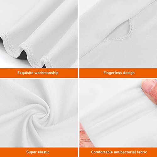 Aster Cooling Shawl Arm Sleeve with Finger Hole Sun Protection Cooler Shrug Arms Wrap 2-piece - color: White